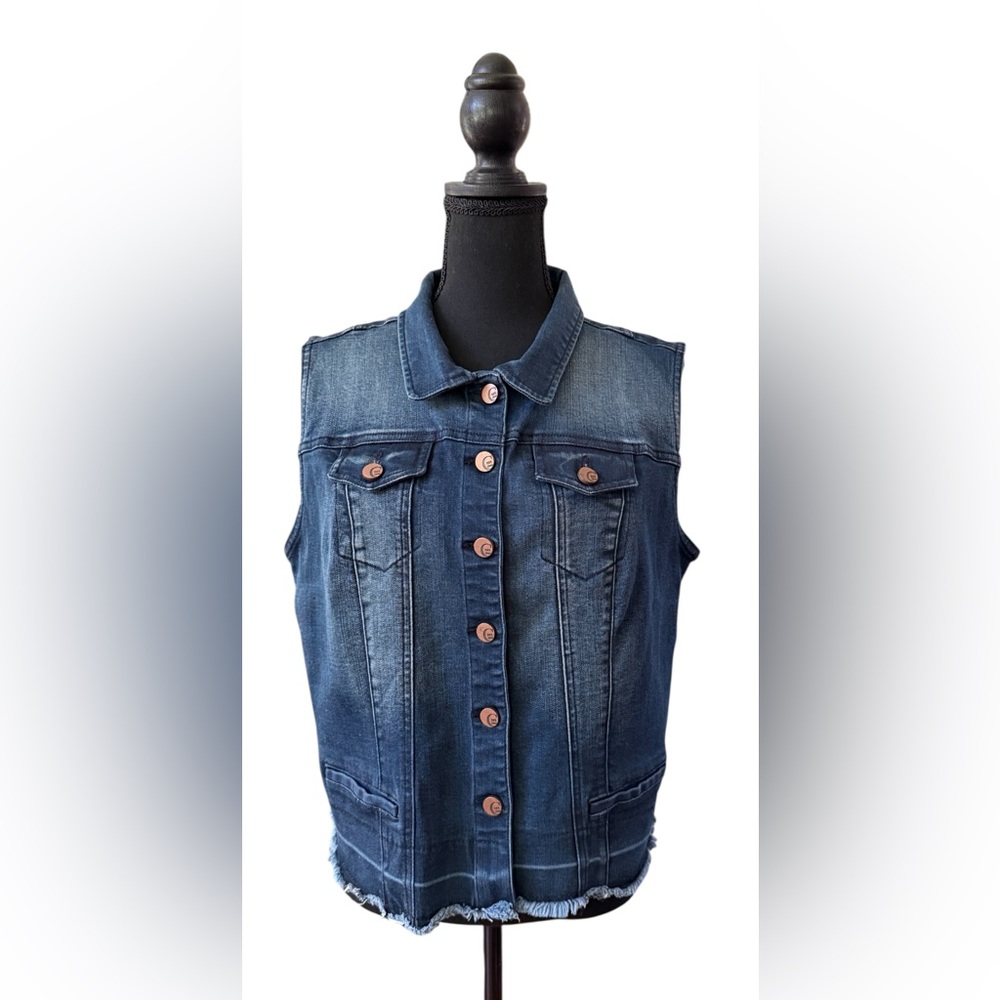 C Established 1946: Denim Vest with Copper Accents